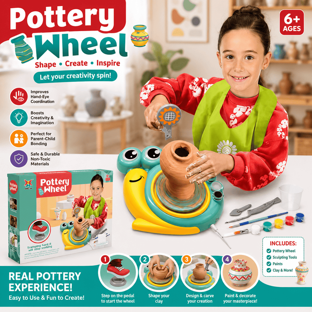DIY Children's Pottery Wheel for Kids - Motorized Clay Art Studio Kit
