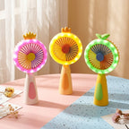 Rechargeable Handheld Fan with LED Ring Light - Portable & Quiet