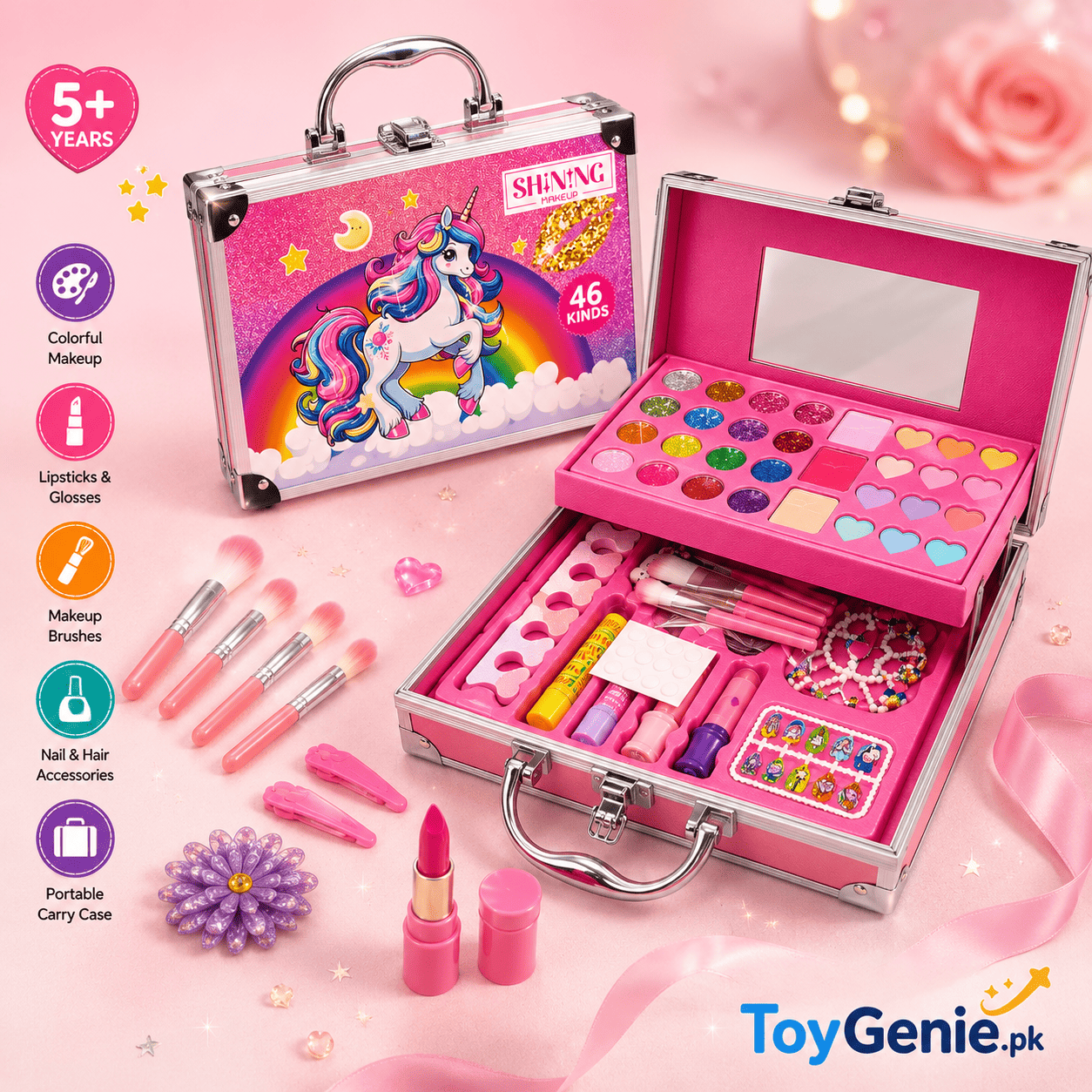 46-Piece Kids Makeup Kit with Aluminum Case