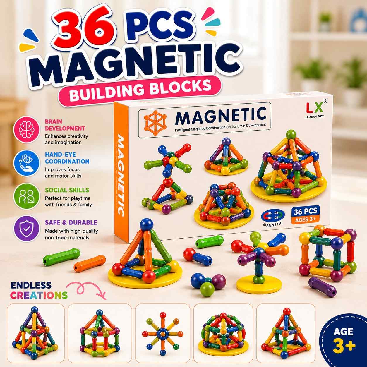 Creative Magnetic 3D Building Set for Kids