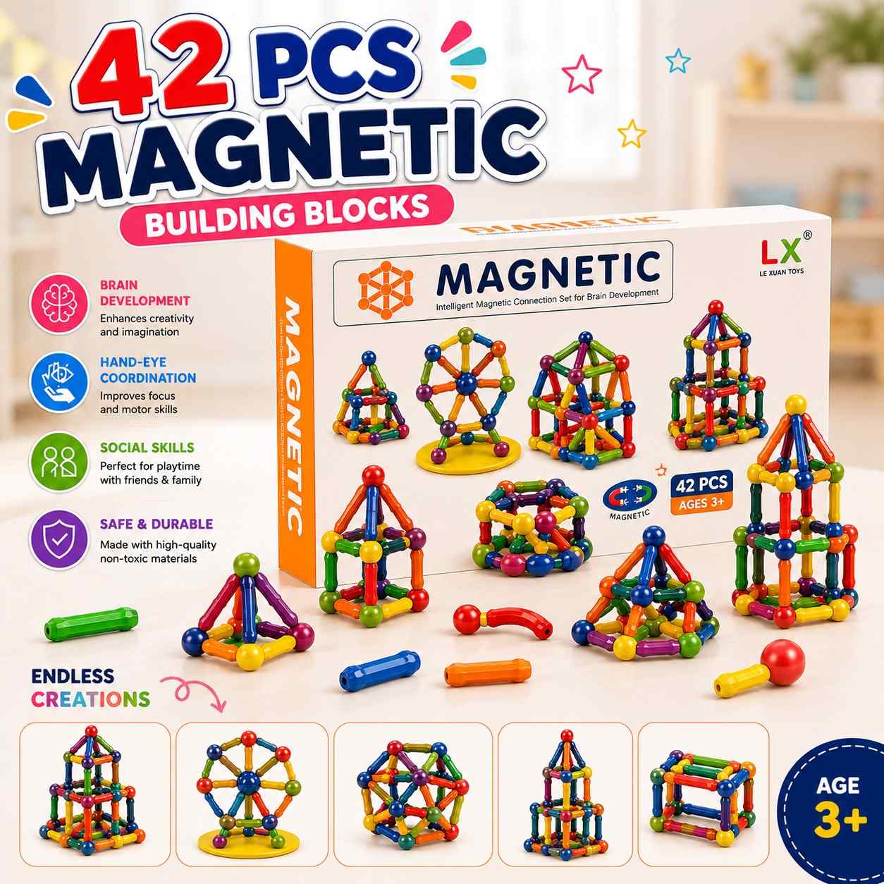 Creative Magnetic 3D Building Set for Kids
