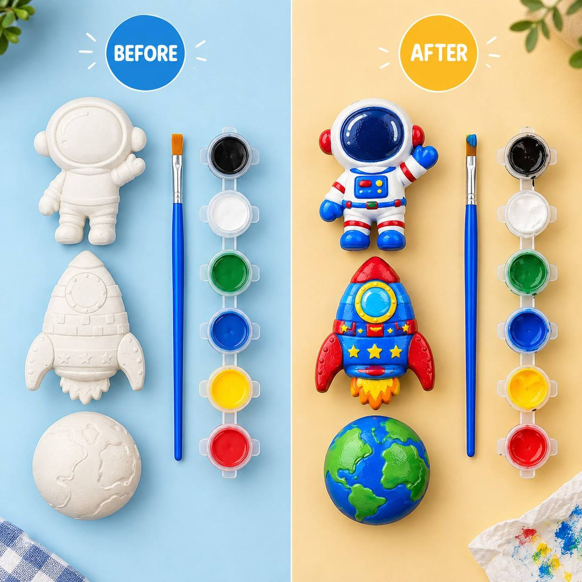Space Astronaut, Rocket & Moon DIY Paint Mold Kit | Craft Activity Set for Kids