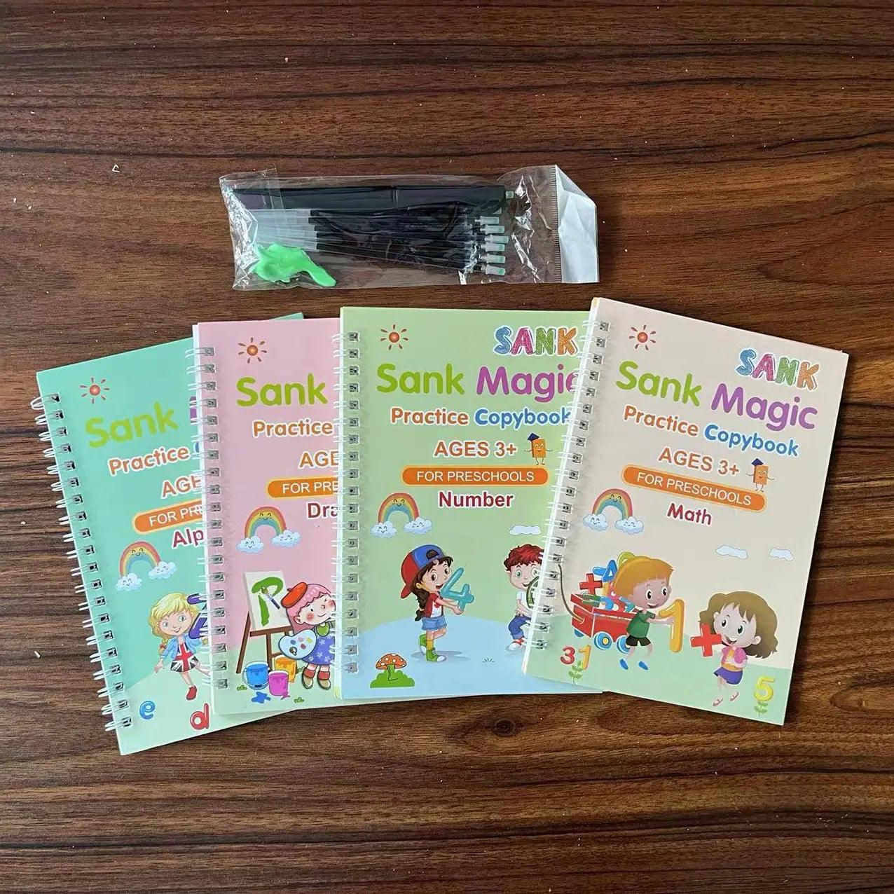 Sank Magic Practice Copybook | 4 Books + Magic Pen + Refills