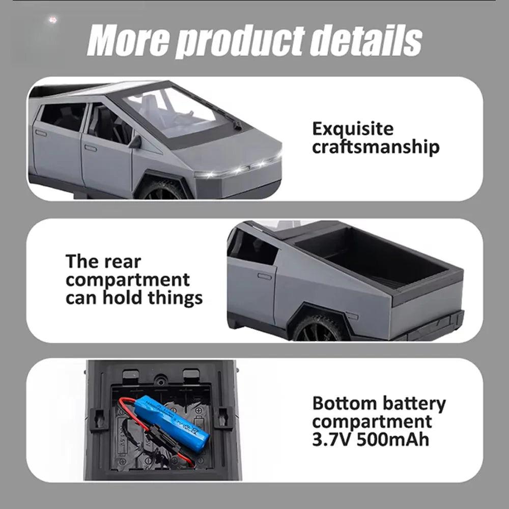1:16 RC Tesla Cyber Pickup Truck | 2.4GHz Remote Control Electric Car with LED Lights