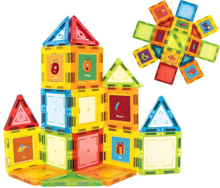 30Pcs Magnetic Building Tiles for Kids – STEM Construction Toy