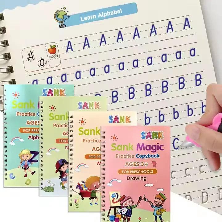 Sank Magic Practice Copybook | 4 Books + Magic Pen + Refills