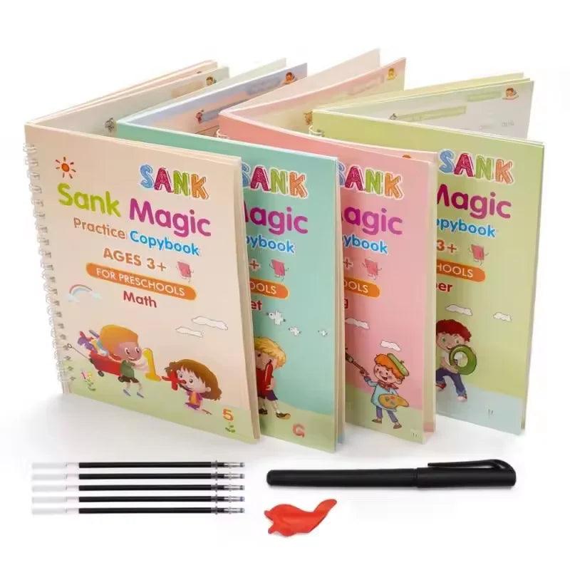 Sank Magic Practice Copybook | 4 Books + Magic Pen + Refills