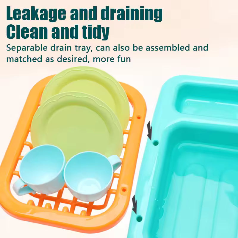 Kids Electric Kitchen Sink Playset with Real Running Water