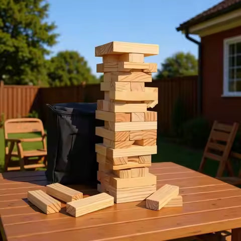 54 Pcs Classic 2-in-1 Jenga Wooden Stacking Tower | Family Board Game for Kids & Adults