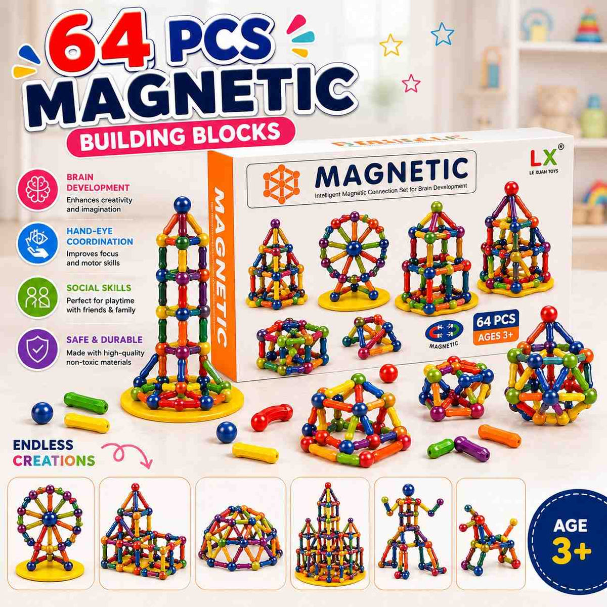Creative Magnetic 3D Building Set for Kids