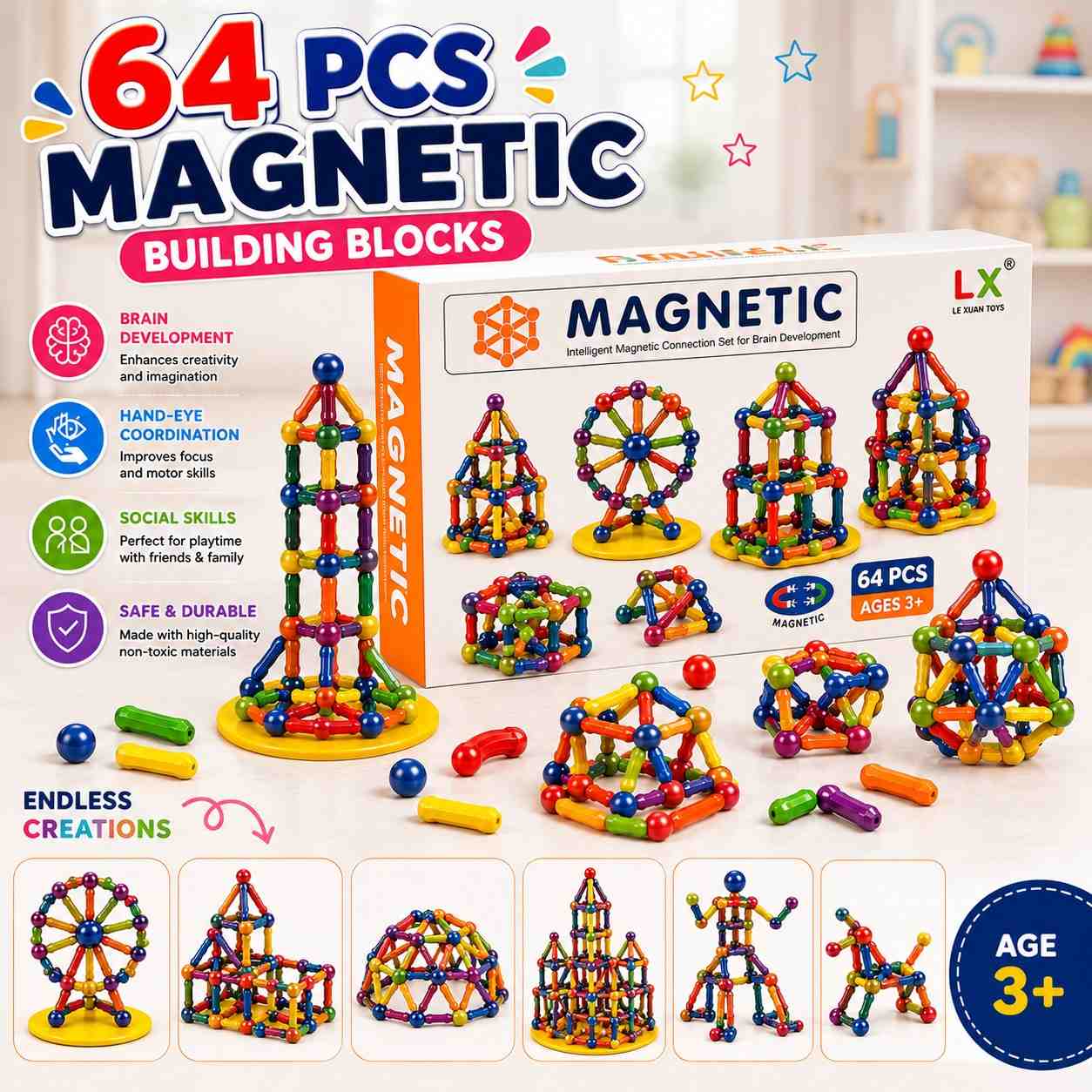 Creative Magnetic 3D Building Set for Kids