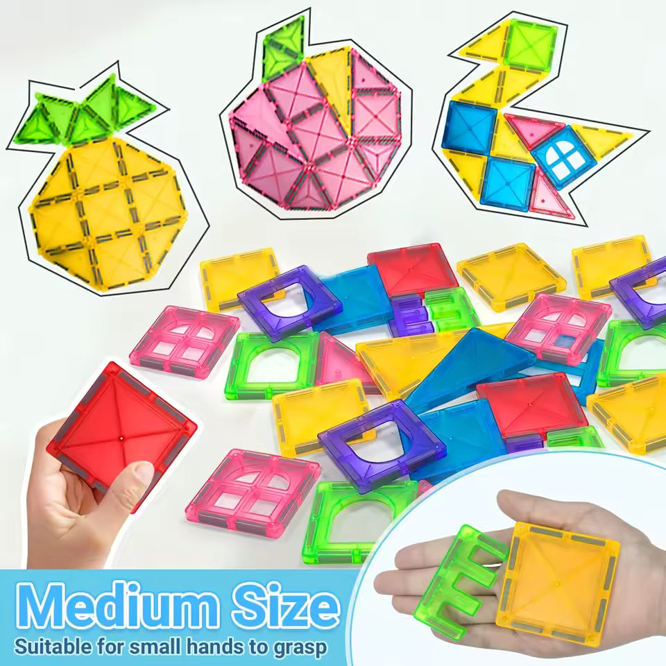 30Pcs Magnetic Building Tiles for Kids – STEM Construction Toy
