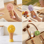 Ice Cream Handheld Fan for Kids - Cute Rechargeable Mini Fan