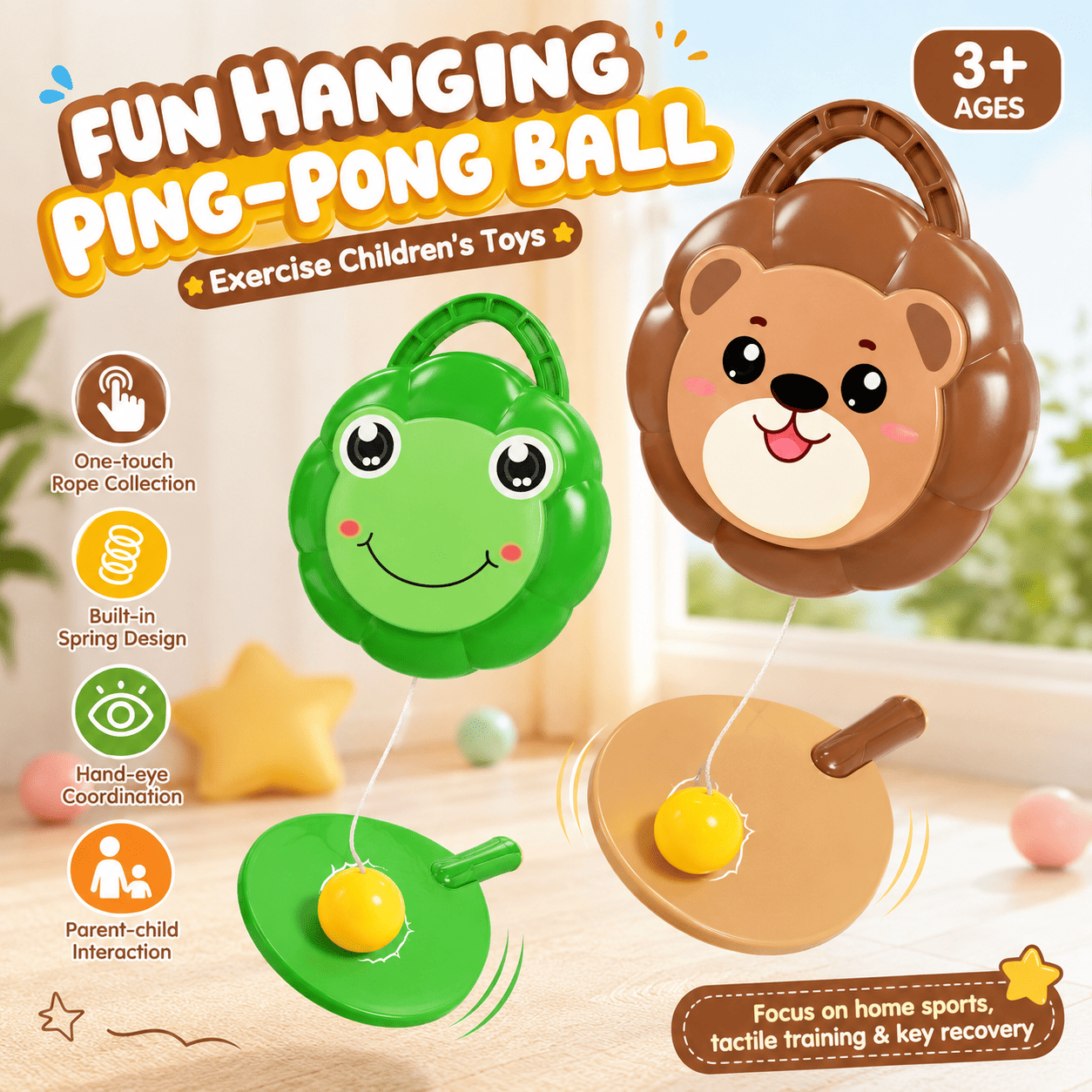 Door Ping Pong Game for Kids - Hanging Table Tennis Trainer