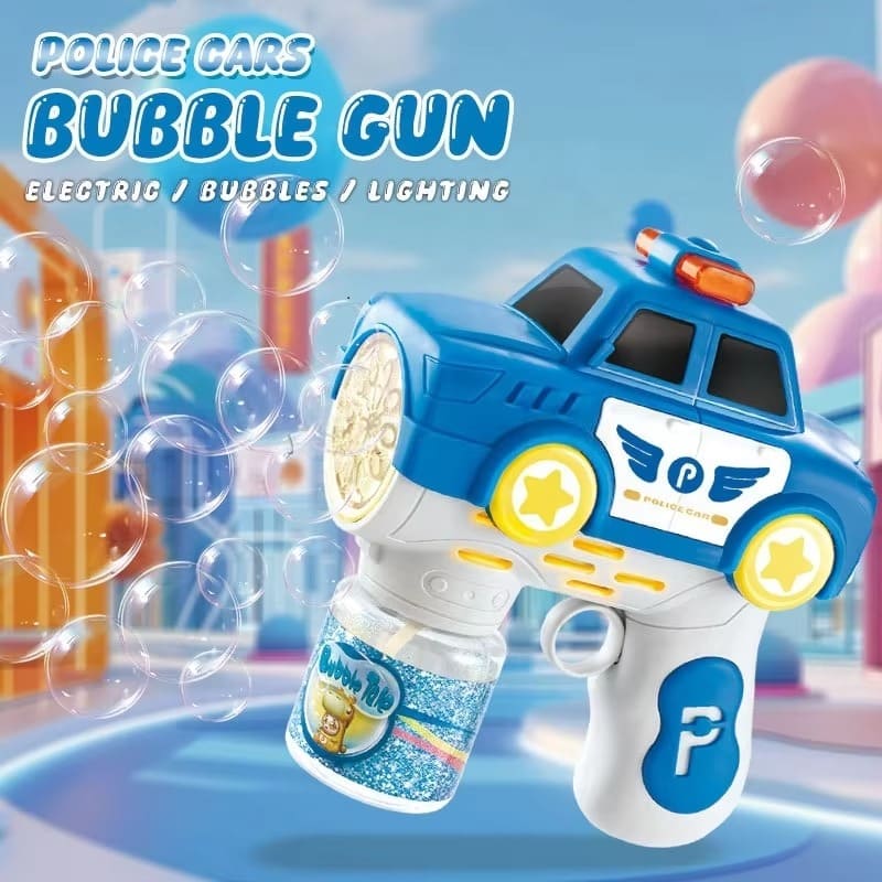 Police Car Bubble Blaster - Electric Bubble Gun with LED Lights for Kids
