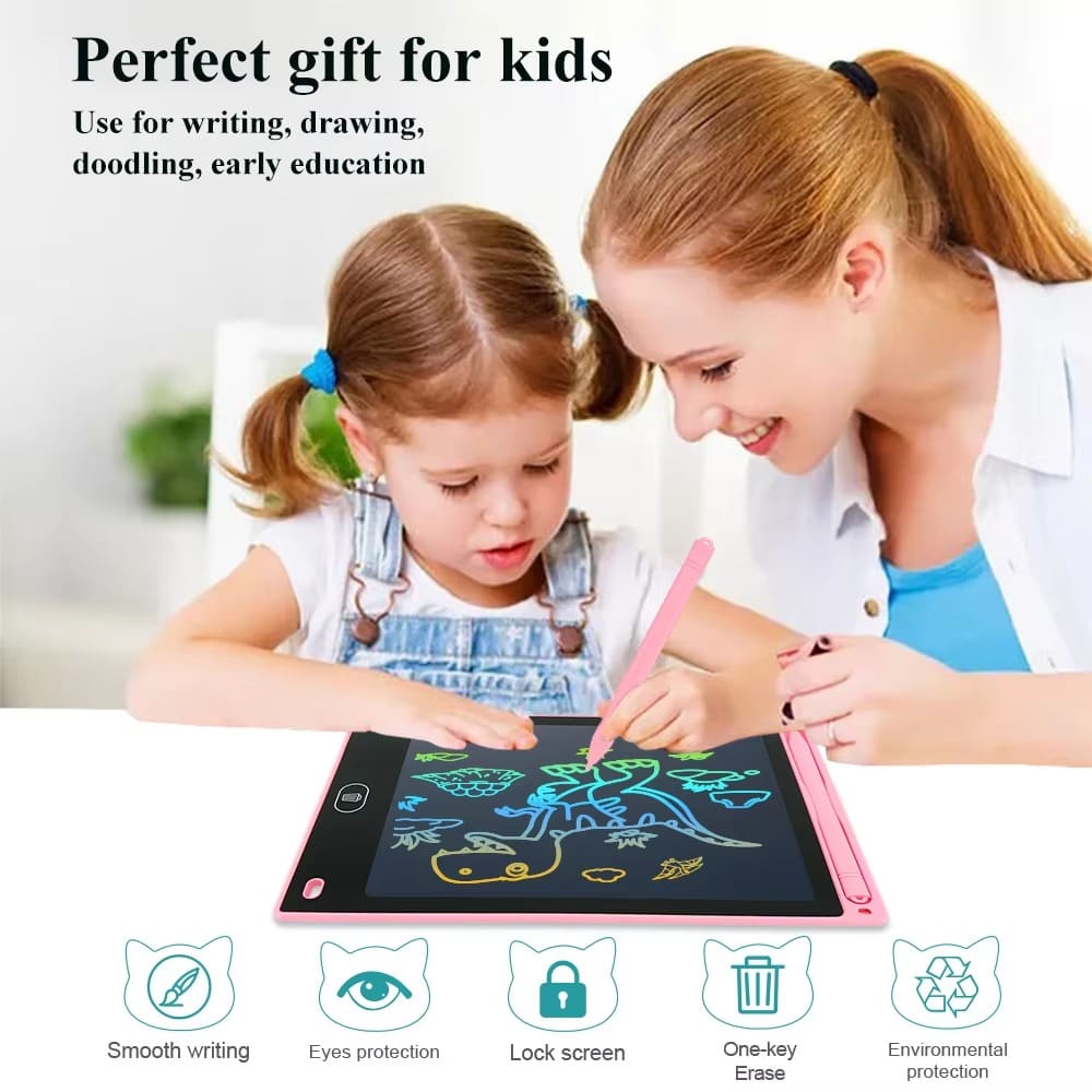 LCD Writing Tablet for Kids - Colourful Erasable Drawing Board