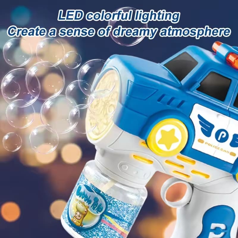 Police Car Bubble Blaster - Electric Bubble Gun with LED Lights for Kids