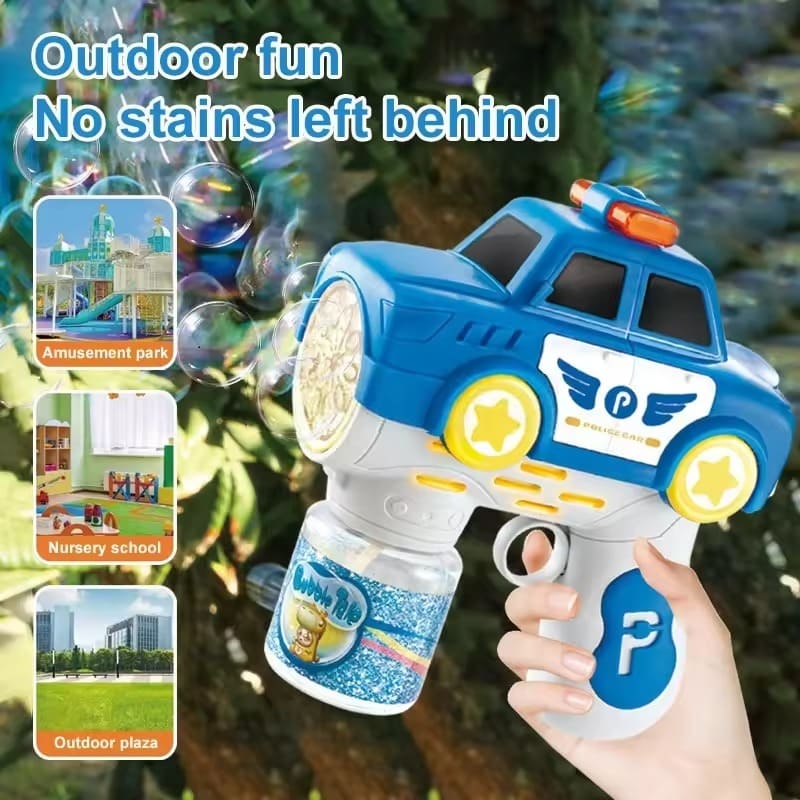 Police Car Bubble Blaster - Electric Bubble Gun with LED Lights for Kids