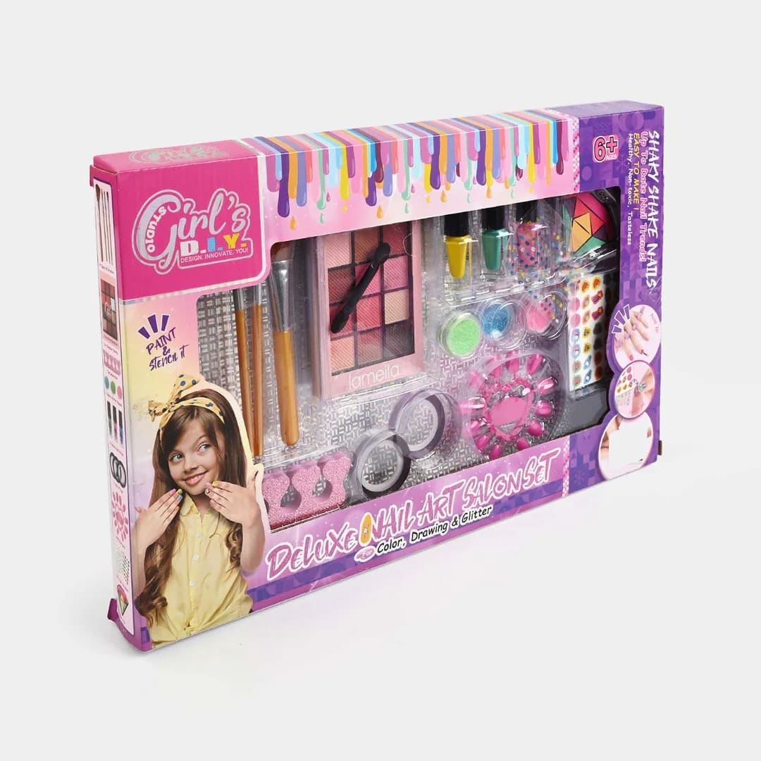 Deluxe Kids Nail Art Salon Set – Makeup & Beauty Kit
